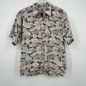 Tori Richard Mens Hawaiian Button Shirt Fish Ocean AOP Size XL Made in USA